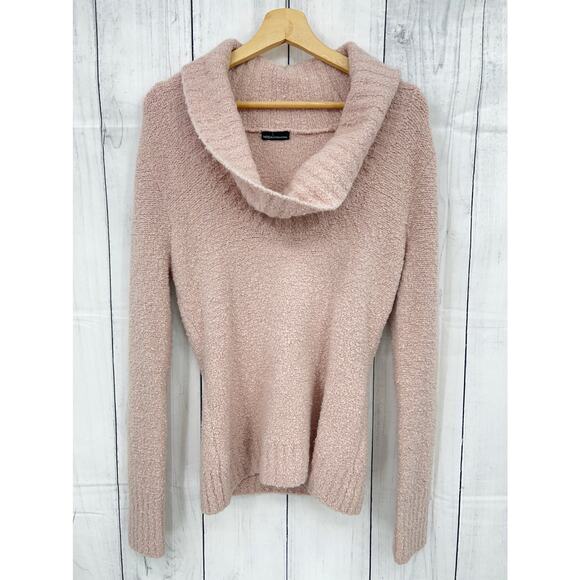 MODA International (L) Pink Boucle Knit WOOL Blend Cowl Neck Sweater - Picture 1 of 7